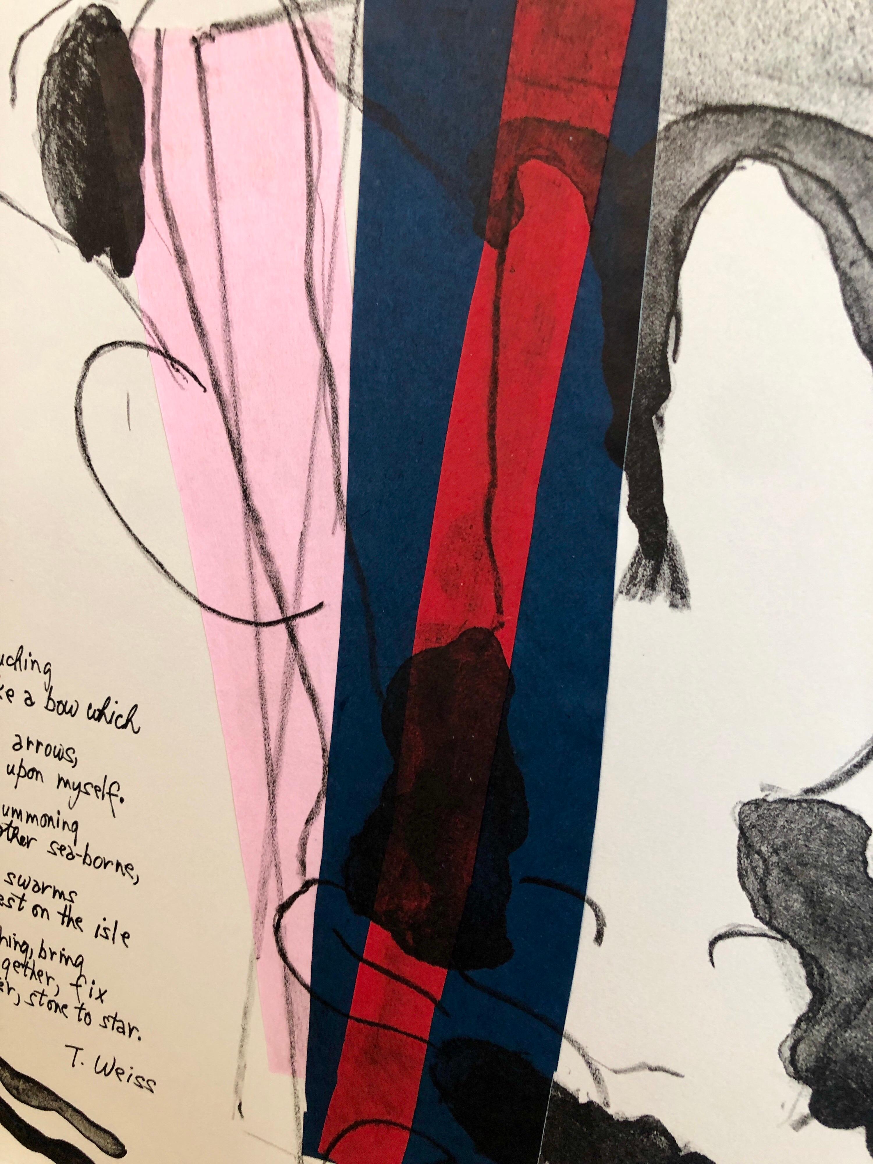 Ariadne, Gedicht, Mixed Media Abstrakter Modernistischer farbenfroher Collage Lithographiedruck im Angebot 10