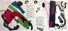 Ariadne, Gedicht, Mixed Media Abstrakter Modernistischer farbenfroher Collage Lithographiedruck