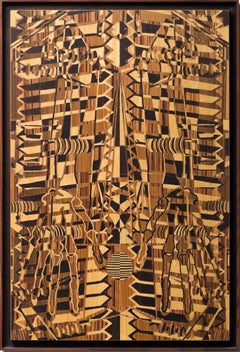 "Trasmissione #1 2-2" Collage di legno tagliato a mano