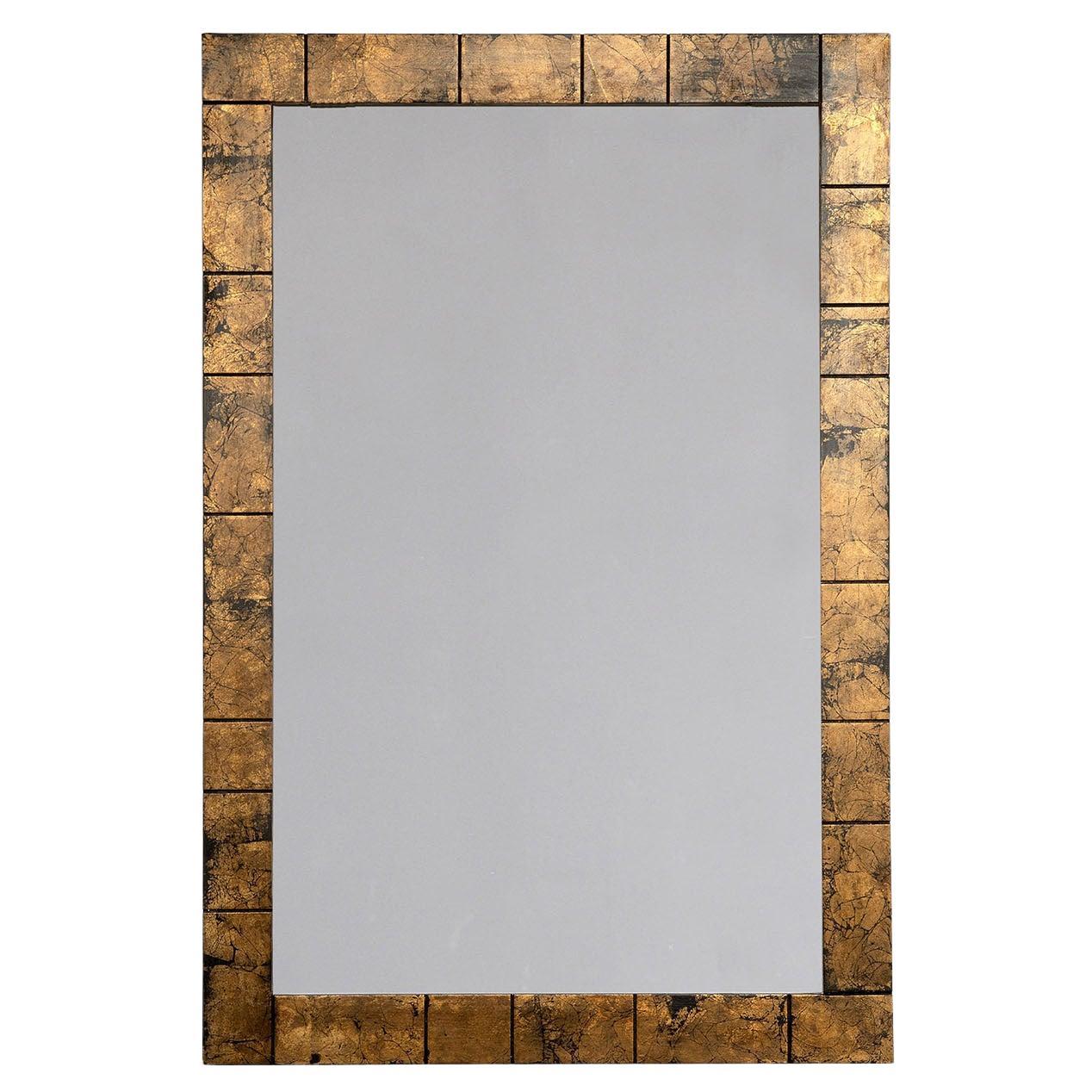 Specchio da parete rettangolare opaco in legno bronzato scanalato di Spini Firenze in vendita