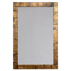 Espejo de pared de madera bronceada acanalada rectangular mate by Spini Firenze