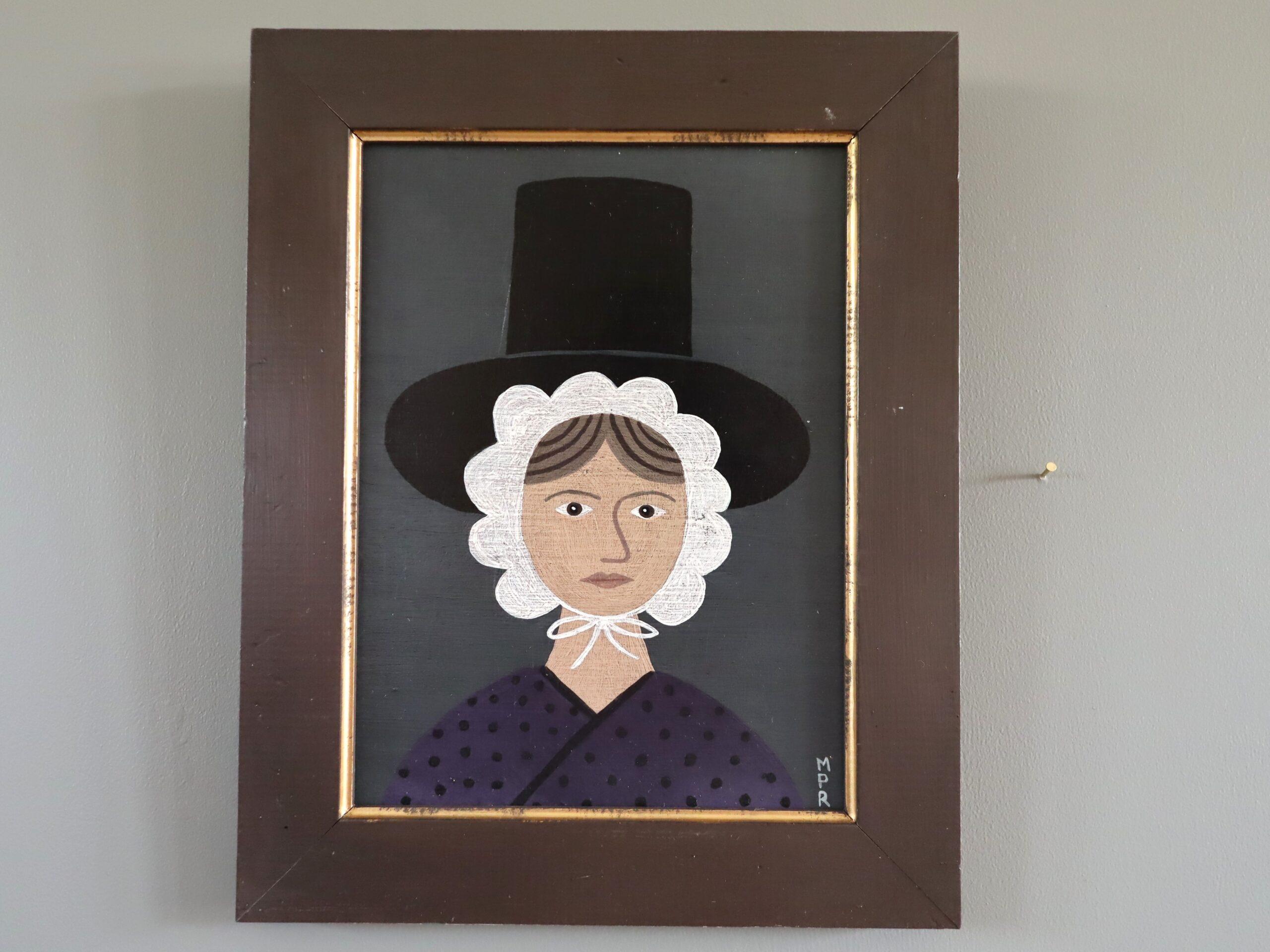 Contemporary Modernist Naïve Style Portrait Ölgemälde - Waliserin in Lila – Painting von Matt Rix