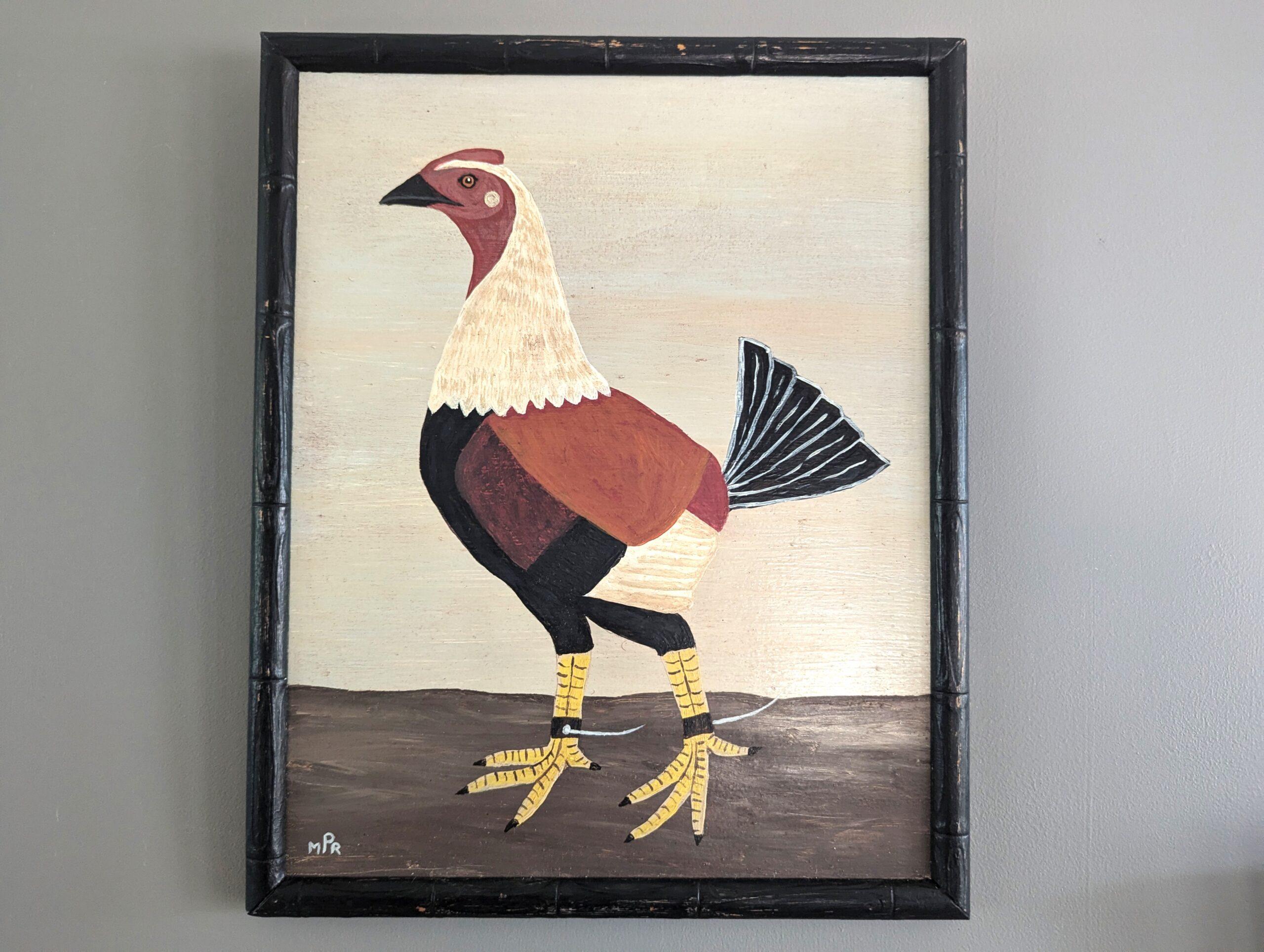 Peinture à l'huile contemporaine de style naïf sur les animaux - gibier à plumes anglais en noir - Painting de Matt Rix
