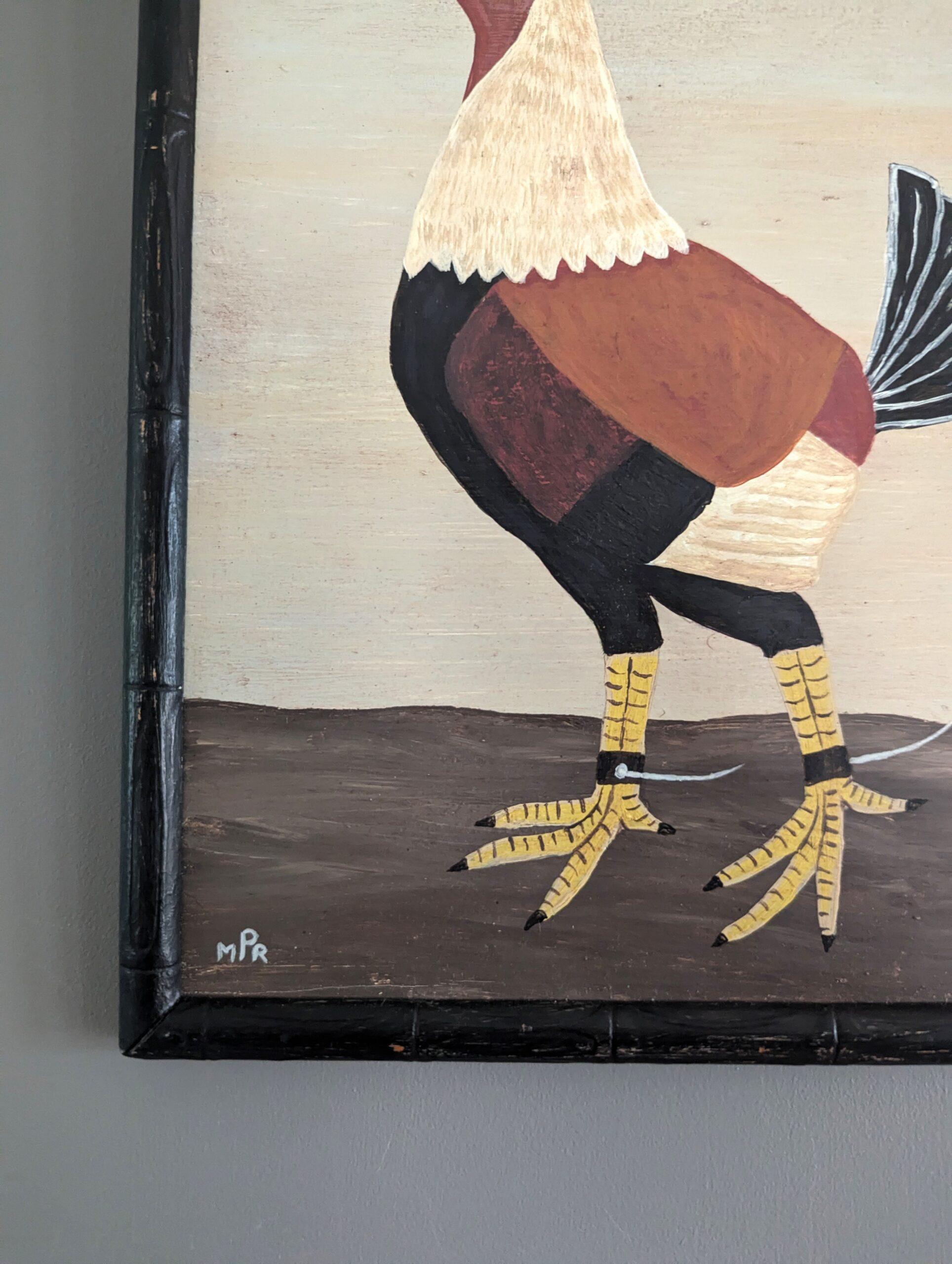 Peinture à l'huile contemporaine de style naïf sur les animaux - gibier à plumes anglais en noir en vente 2