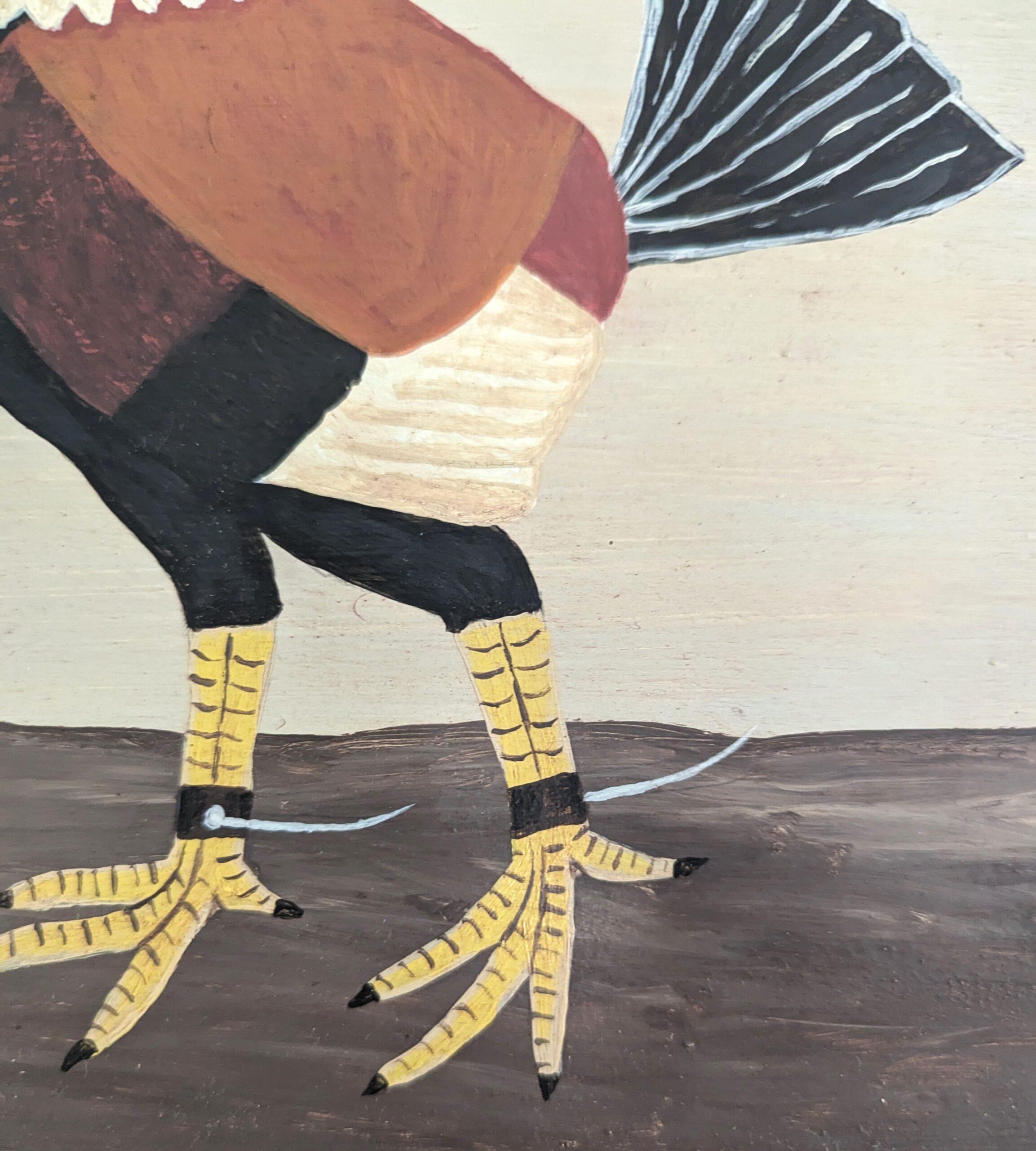 Peinture à l'huile contemporaine de style naïf sur les animaux - gibier à plumes anglais en noir en vente 4