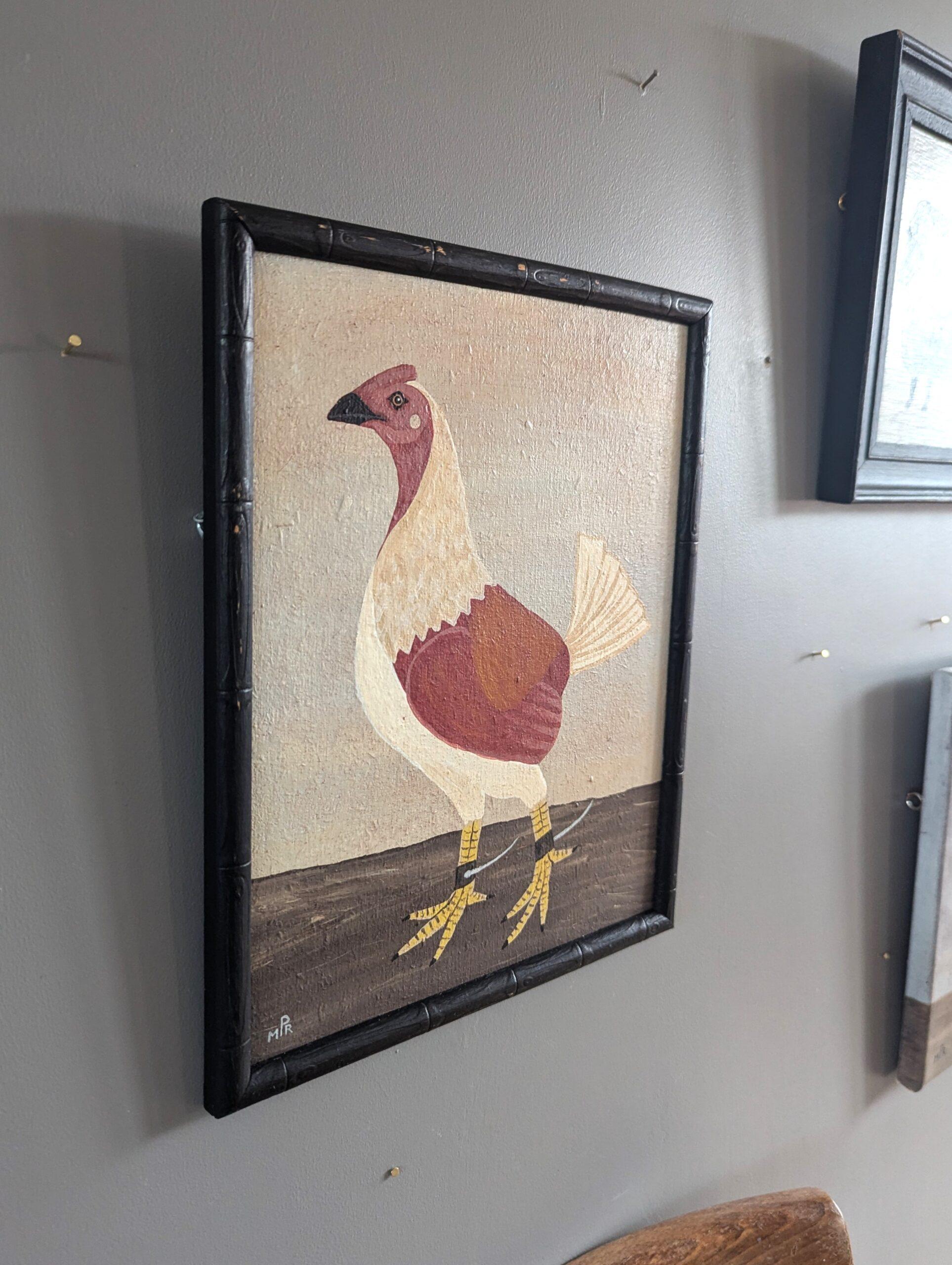 Contemporary Naïve Style Animal Oil Painting - Altes englisches Wildgeflügel in Weiß im Angebot 3