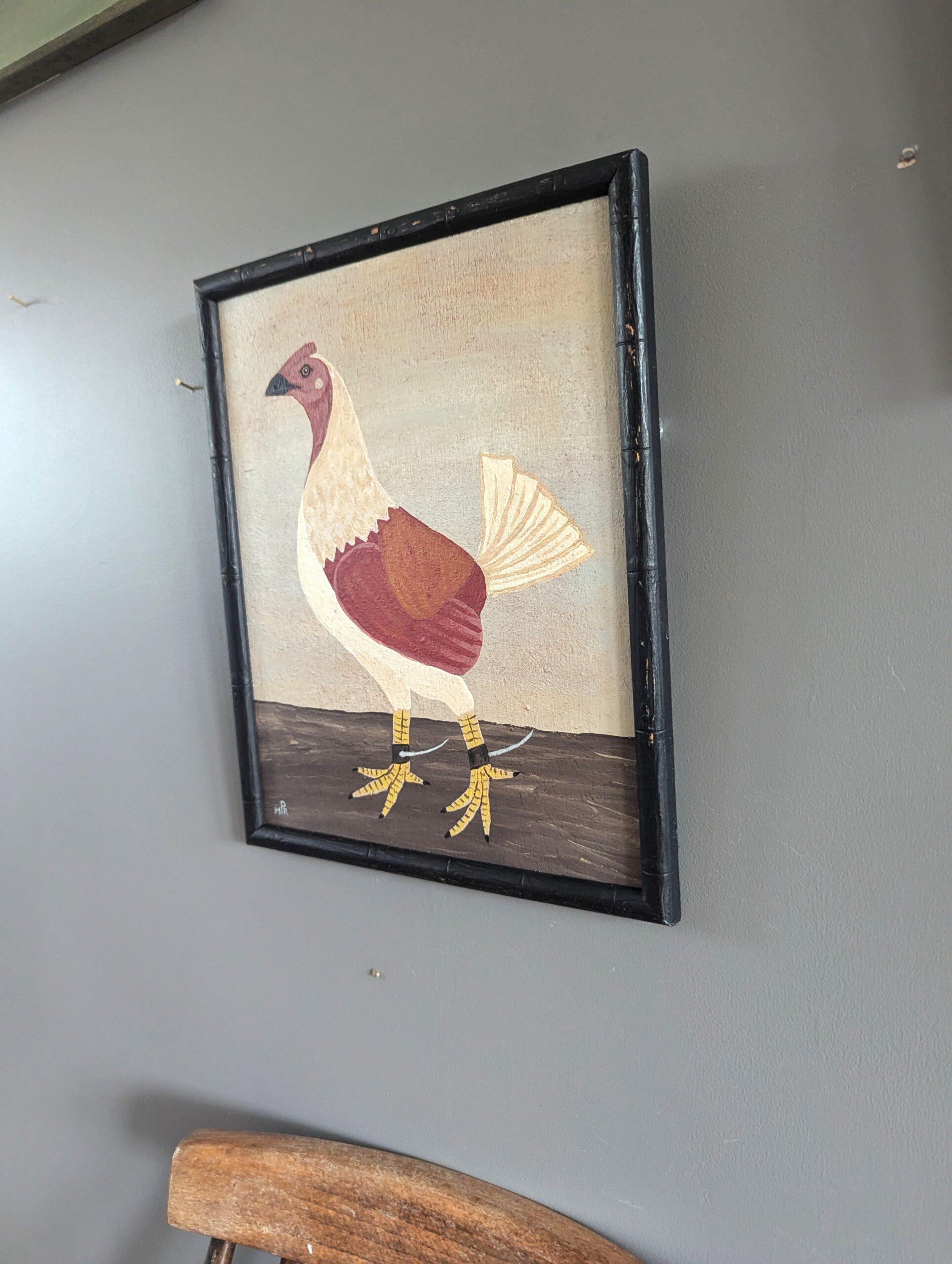 Contemporary Naïve Style Animal Oil Painting - Altes englisches Wildgeflügel in Weiß im Angebot 4