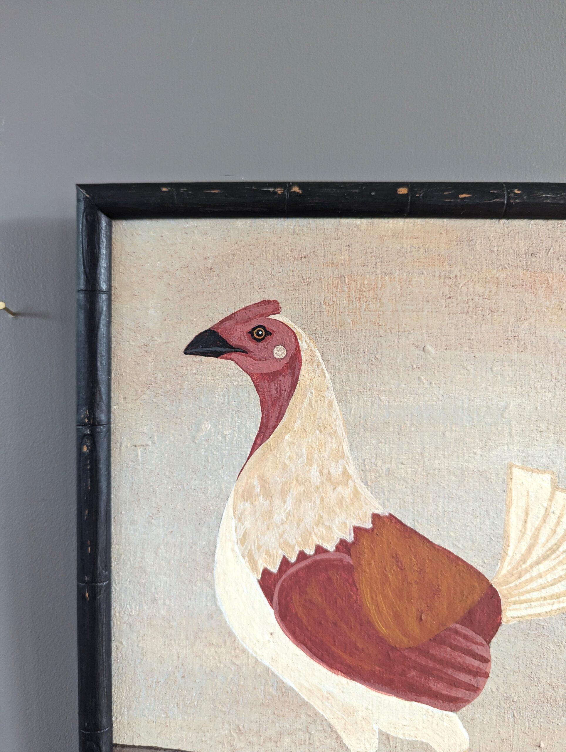 Contemporary Naïve Style Animal Oil Painting - Altes englisches Wildgeflügel in Weiß im Angebot 5