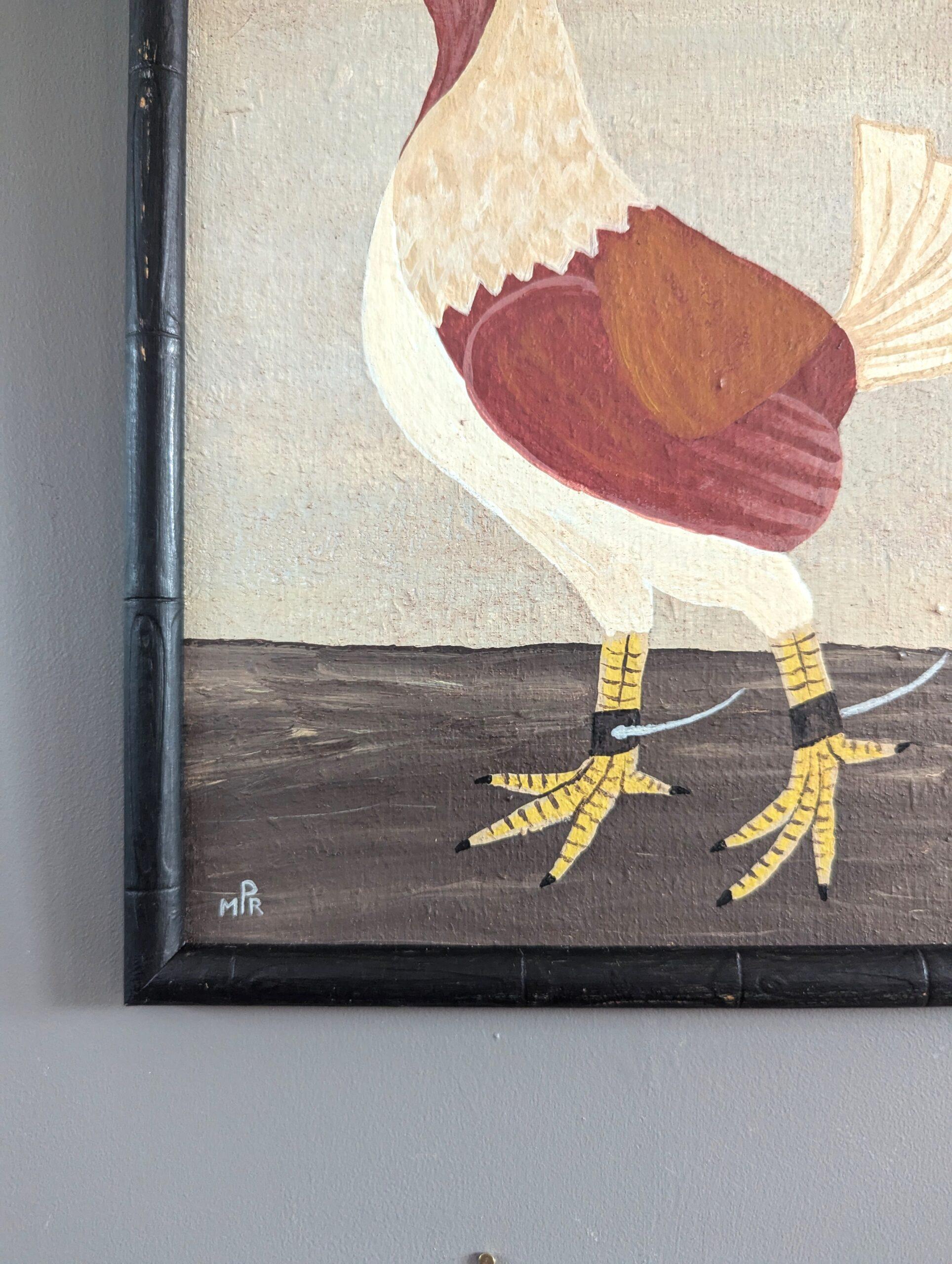 Contemporary Naïve Style Animal Oil Painting - Altes englisches Wildgeflügel in Weiß im Angebot 6