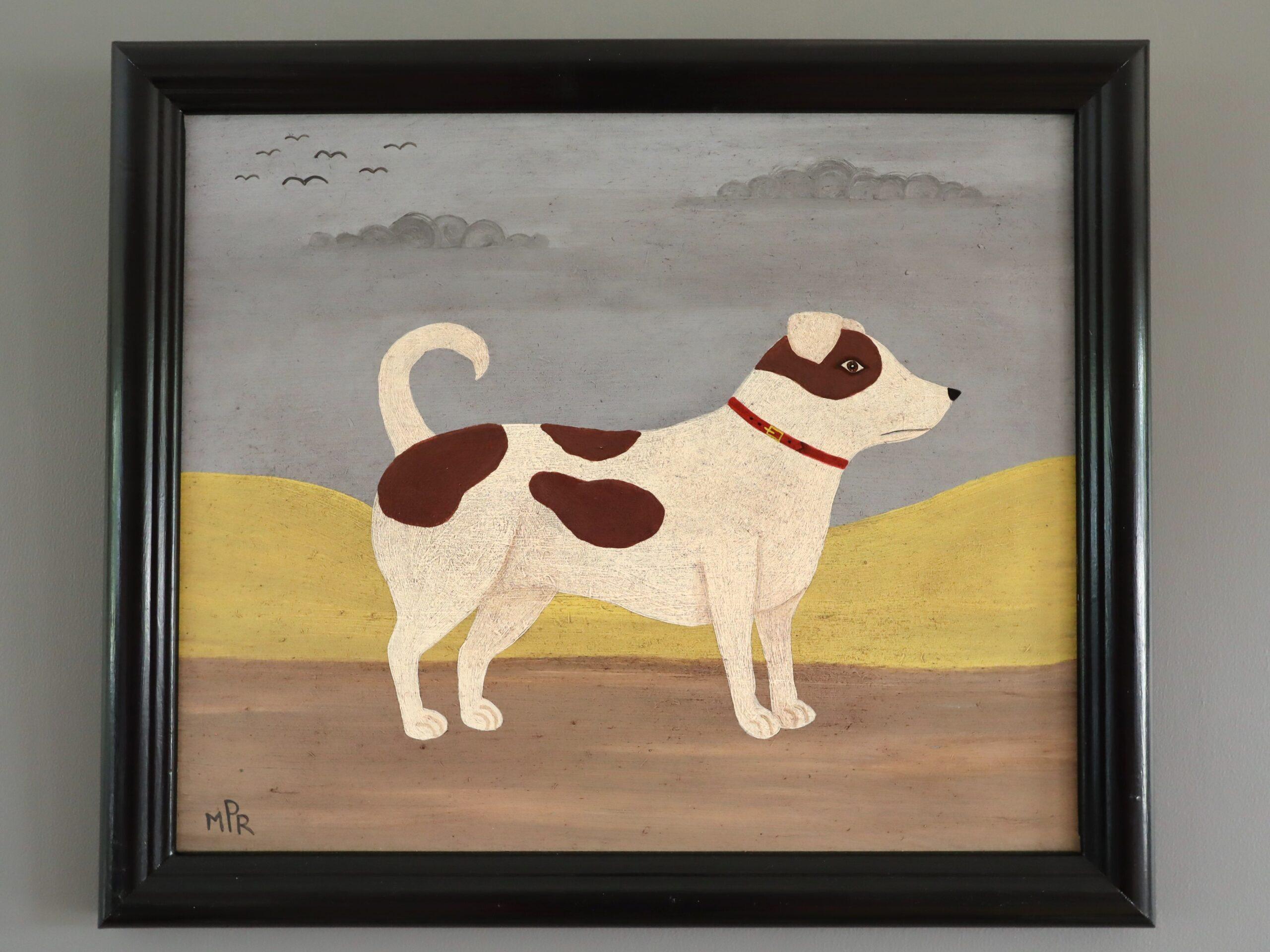 Zeitgenössische Original Naiven Stil Tier Mini Ölgemälde - Terrier – Painting von Matt Rix