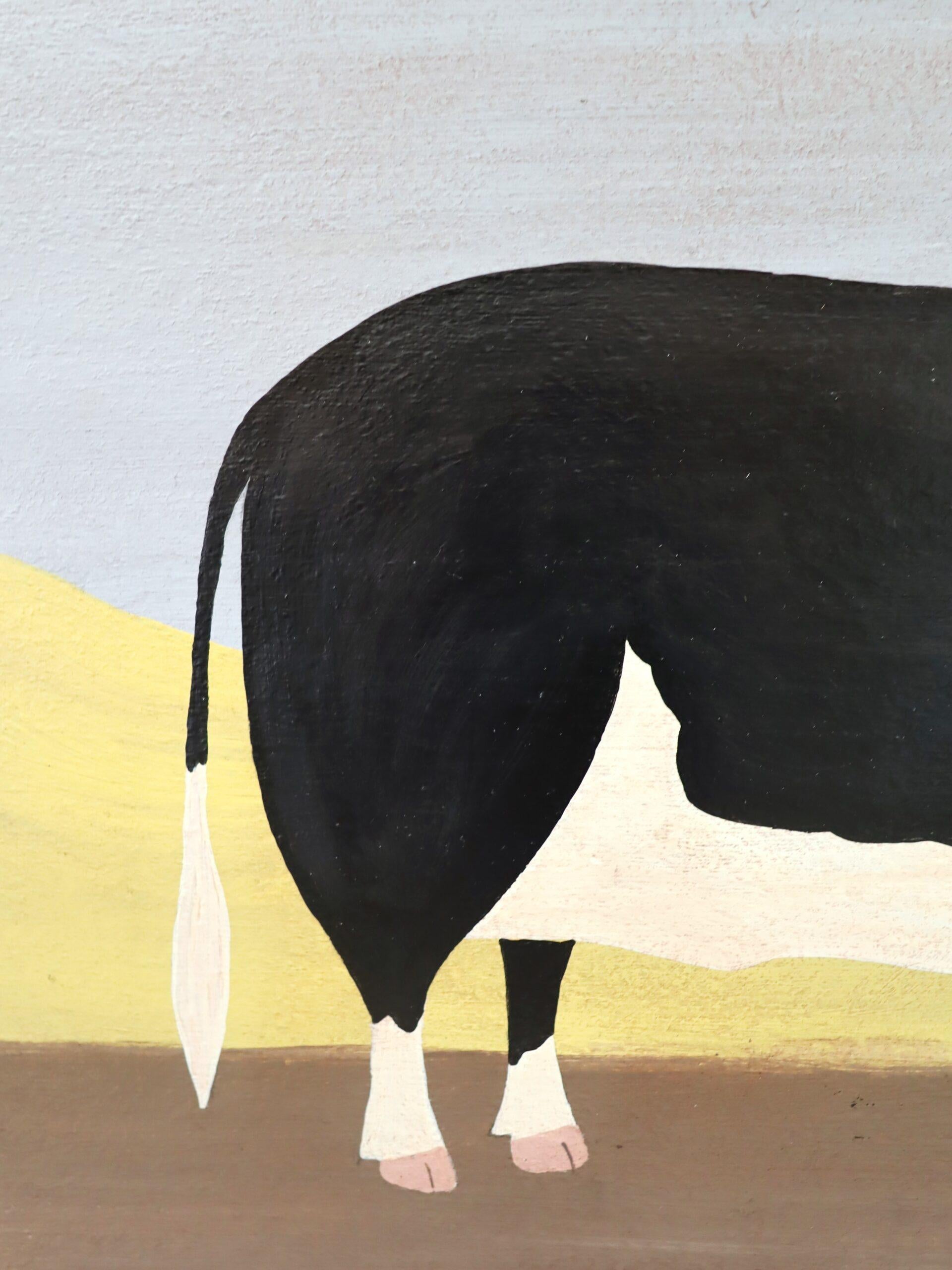 Zeitgenössische Original Naïve Stil Tier Ölgemälde - Preis Hereford Bull im Angebot 6