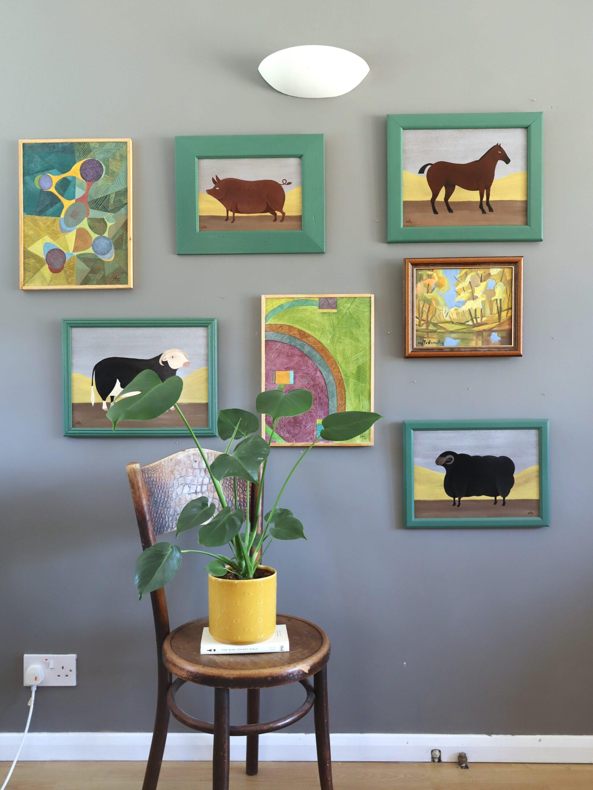 Peinture à l'huile contemporaine originale de style naïf sur les animaux - Prix Tamworth Pig en vente 7