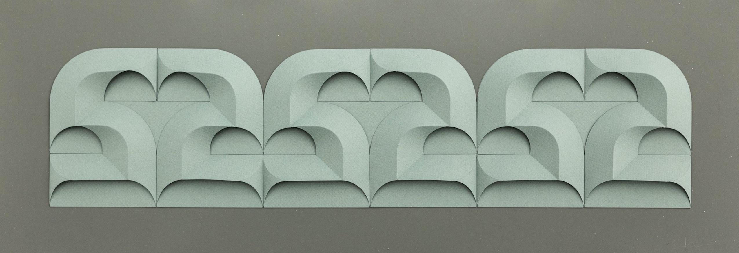 Matt Shlian Abstract Sculpture - "S&S&S&S 17 in Sage Green on Ivy", Hand-Cut Archival Paper, Abstract Patterns