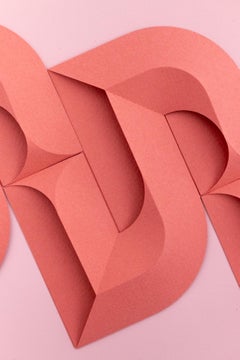 "S&S&S&S 28 Rosa sobre rosa", Escultura de papel de archivo cortado a mano, Patrones abstractos