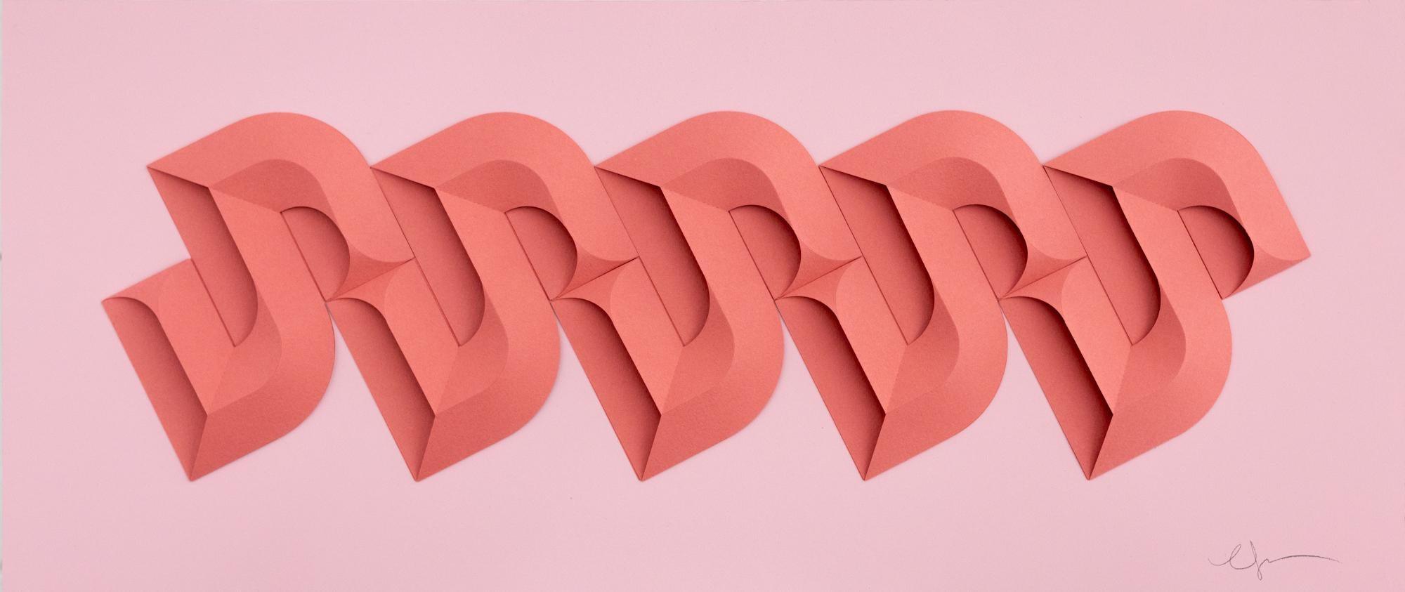 « S&S&S&S&S 28 Pink on Pink », sculpture en papier d'archives taillée à la main, motifs abstraits