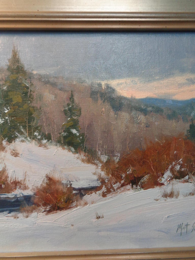  Winter Landscape Oil Painting by Matt Read Smith Colorado Winter Morning For Sale 1