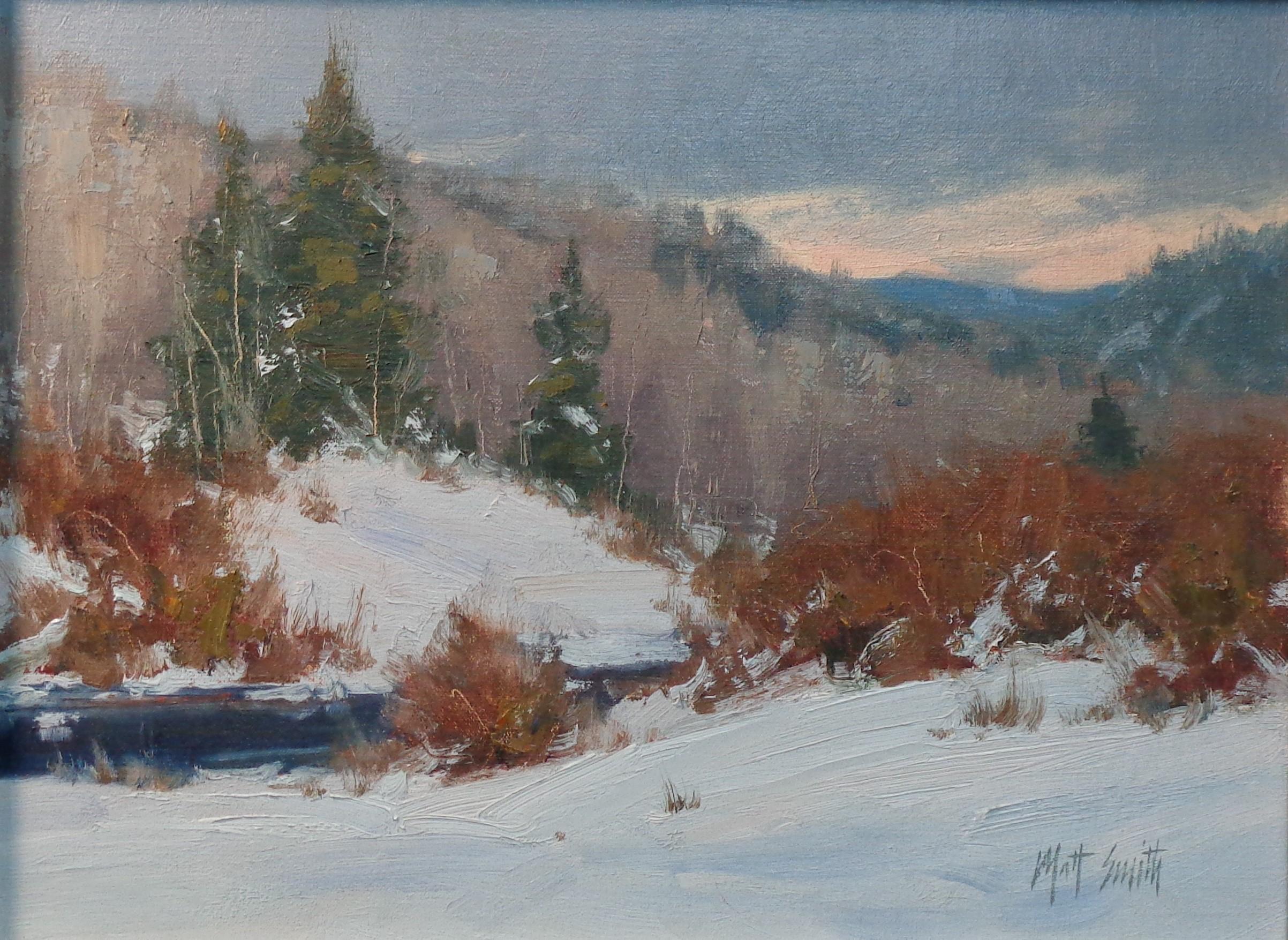 Paesaggio invernale dipinto ad olio Matt Smith Mattina d'inverno del Colorado in vendita 1