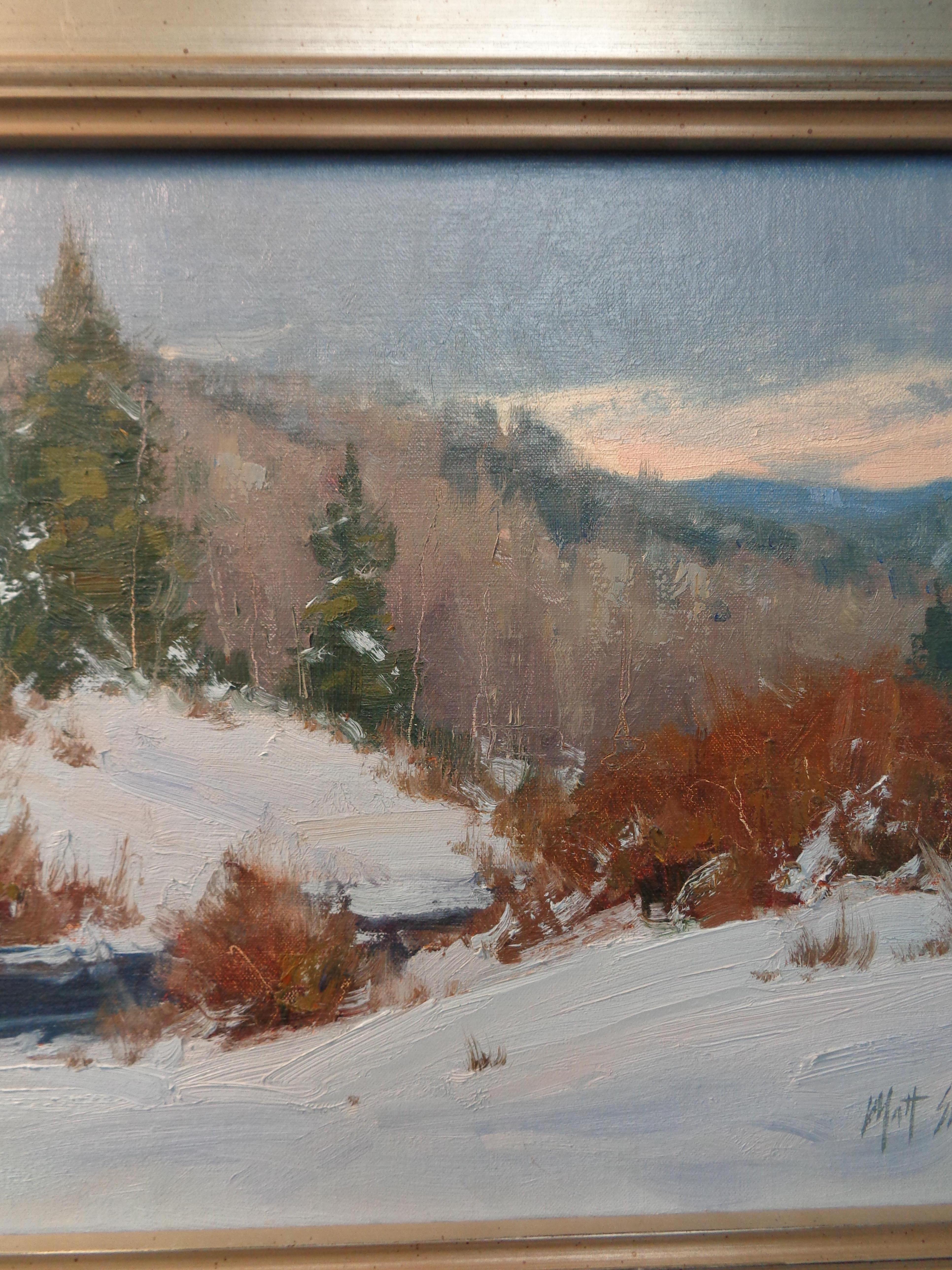 Paesaggio invernale dipinto ad olio Matt Smith Mattina d'inverno del Colorado in vendita 3