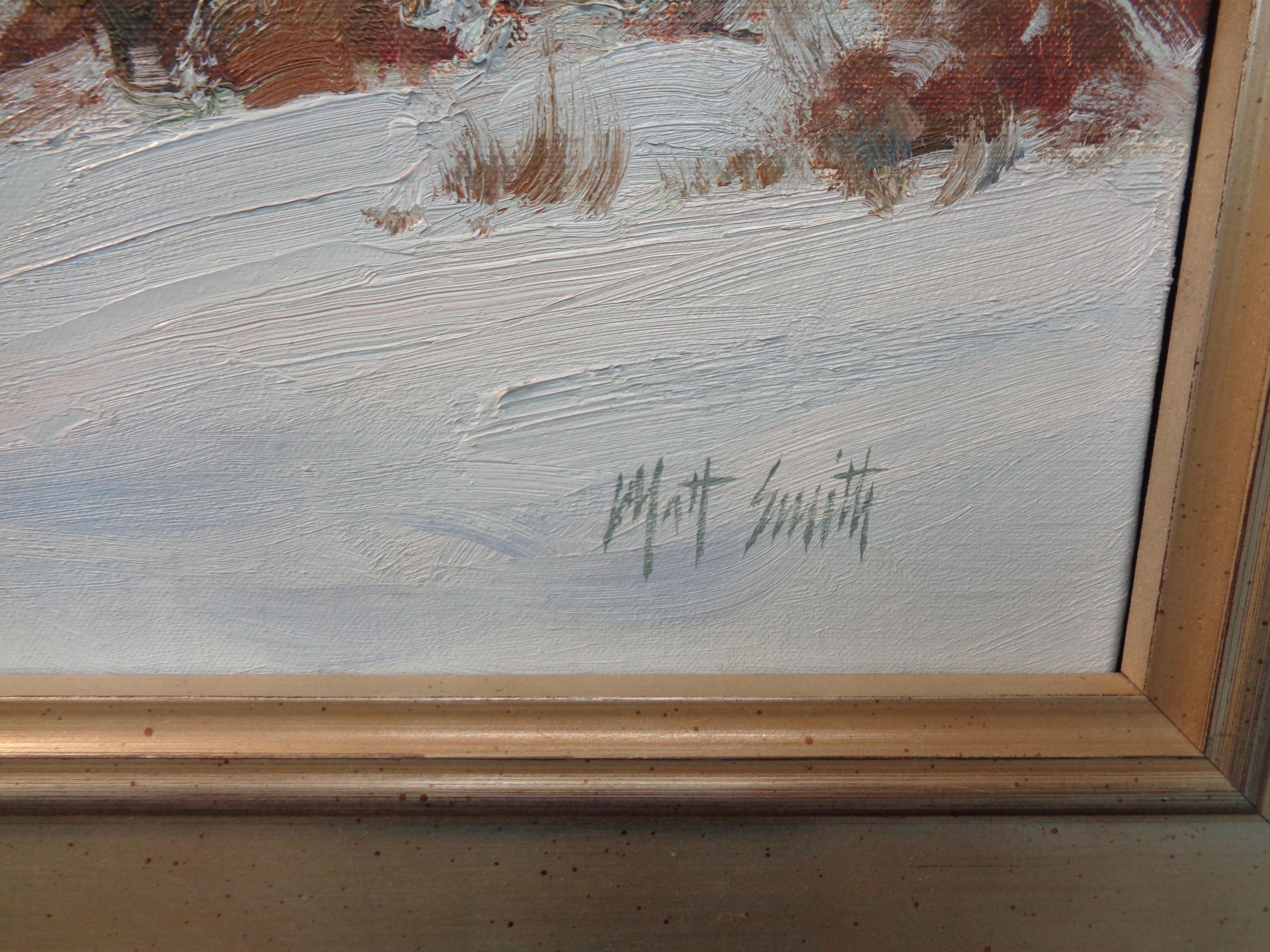   Winter Landscape Oil Painting Matt Read Smith Colorado Winter Morning For Sale 1