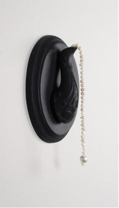 Aiden (Spout with pearls), 2021, Black Parian, Freshwater pearls