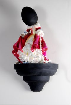 Study in Pink, 2021 Black Parian, Found Ceramic, Freshwater Pearls
