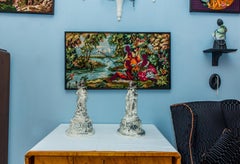 El Gran Turista, loza blanca, colores bajo vidriado y reflejo platino