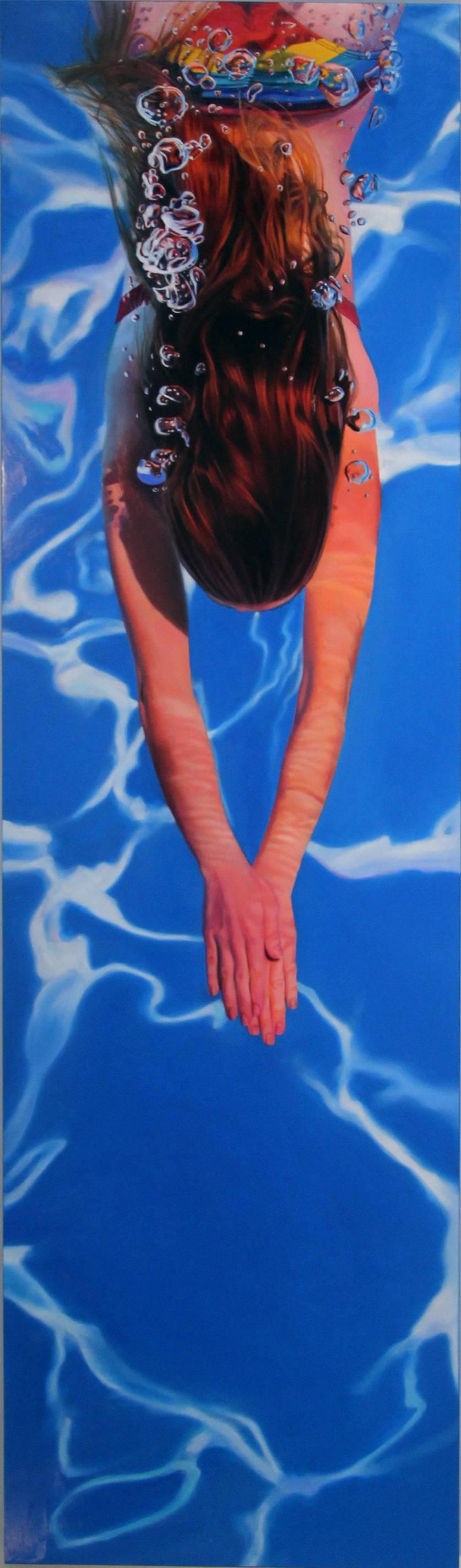 Matt Story Figurative Painting – Rainbow Swim Down
