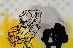 "End of The Trail" #14 Acrylic, Spray paint & Silkscreen Cowgirl western POP art