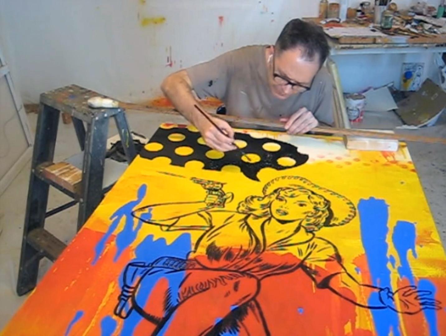 „End of The Trail“ #17 Acryl, Sprühfarbe & Siebdruck Cowgirl Western POP-Kunst im Angebot 3