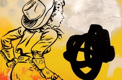 "End of The Trail"  Cowgirl western POP art Unique Acrylic and Silkscreen