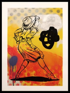 "End of The Trail"  Cowgirl western POP art Unique Acrylic and Silkscreen