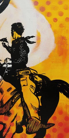 "Black Sun at High Noon" oil on canvas 42x32 original Cowboy Pop art painting