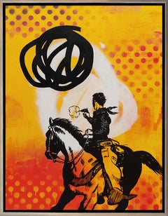 "Black Sun at High Noon" oil on canvas 42x32 original Cowboy Pop art painting