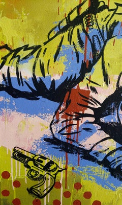 "Negocio para el Enterrador" Vaquero del OLD WEST óleo sobre lienzo 42x32"