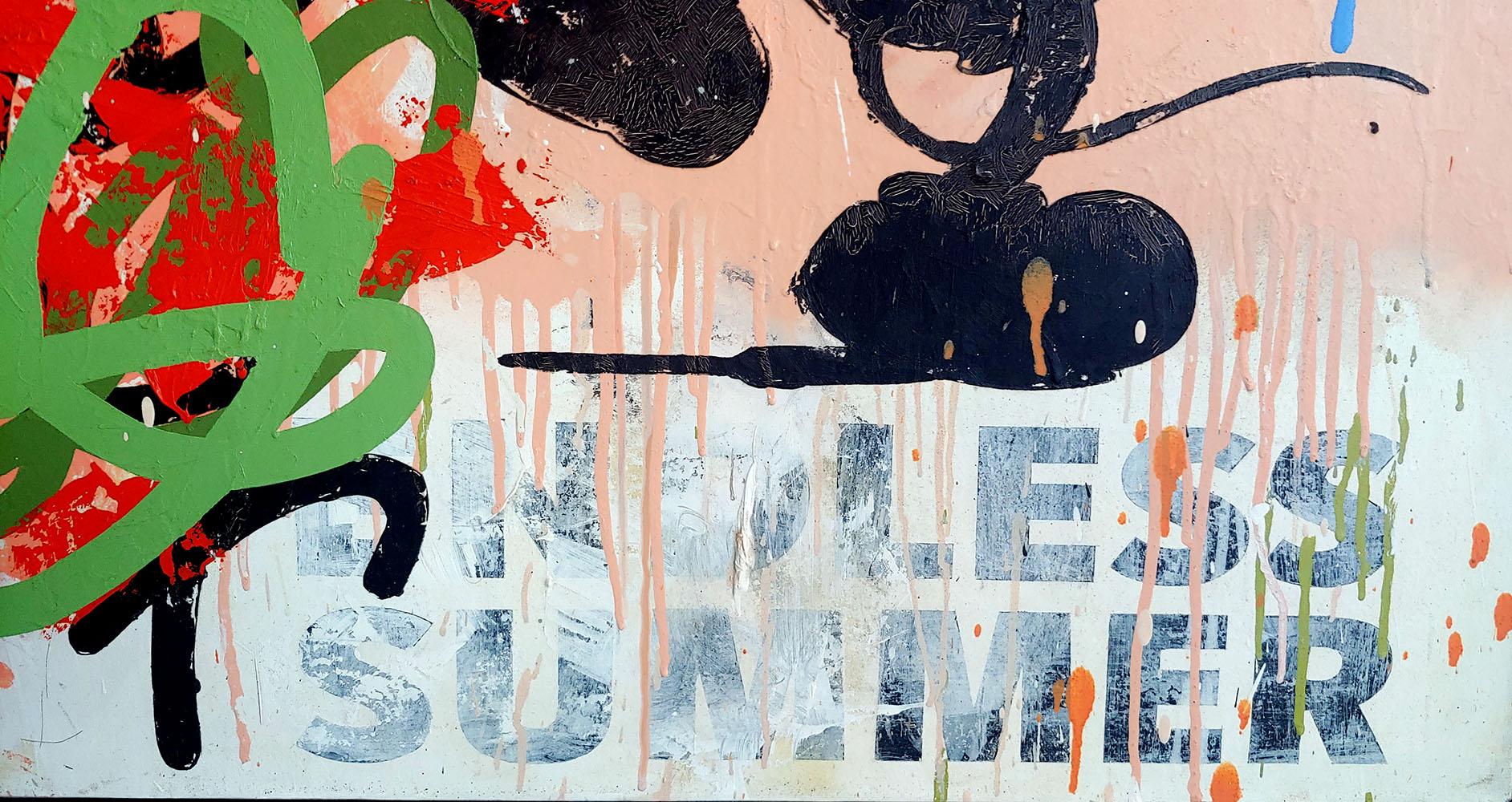 „Endless Summer“ Graffiti, Street Art und Pop Art Mash Up Öl auf Leinwand 32x34“ (Streetart), Painting, von Matt Straub