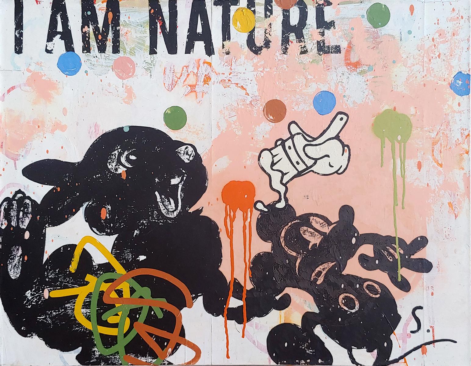 „Ich bin die Natur“  Ölgemälde auf Leinwand 30x40"  Graffiti POP  Thumper Mash Up – Street Art