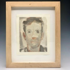 „I Shave Everyday“ figuratives Karikaturporträtgemälde auf Papier von Matt Straub