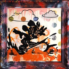 Surf'n Minnie Street Pop painting 36x36" with frame painted by the artist.