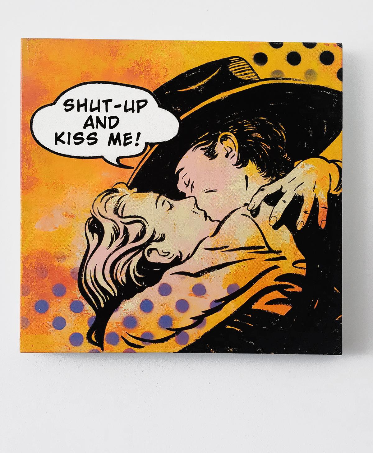 Huile sur toile «hut Up and Kiss Me » (Shut Up and Kiss Me) Cowboy Western Pop art en vente 2