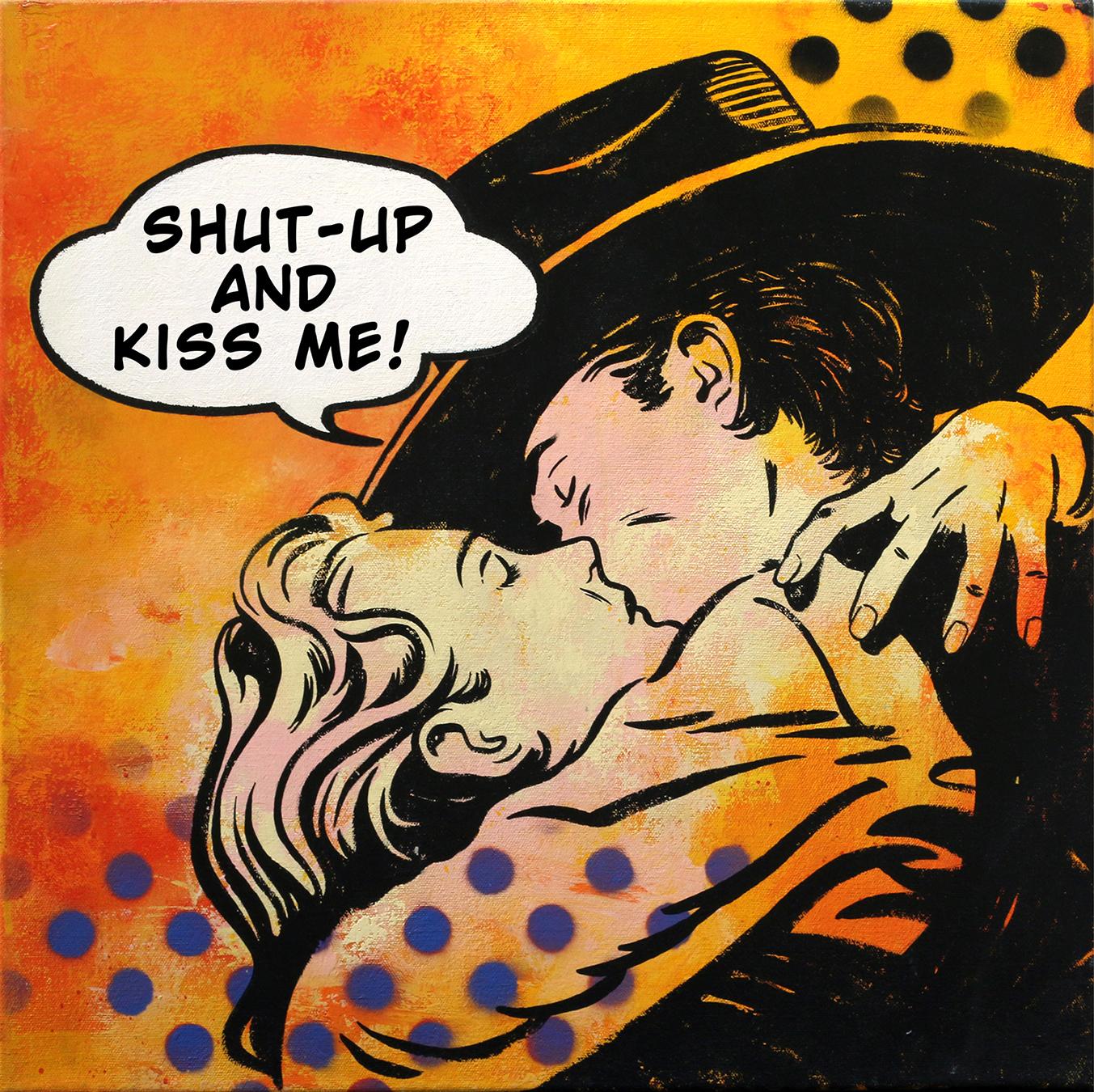 Huile sur toile «hut Up and Kiss Me » (Shut Up and Kiss Me) Cowboy Western Pop art en vente 3