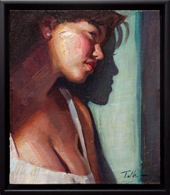 "Perdido en tus pensamientos" (2024) Por Matt Talbert, Pintura al óleo original, Retrato