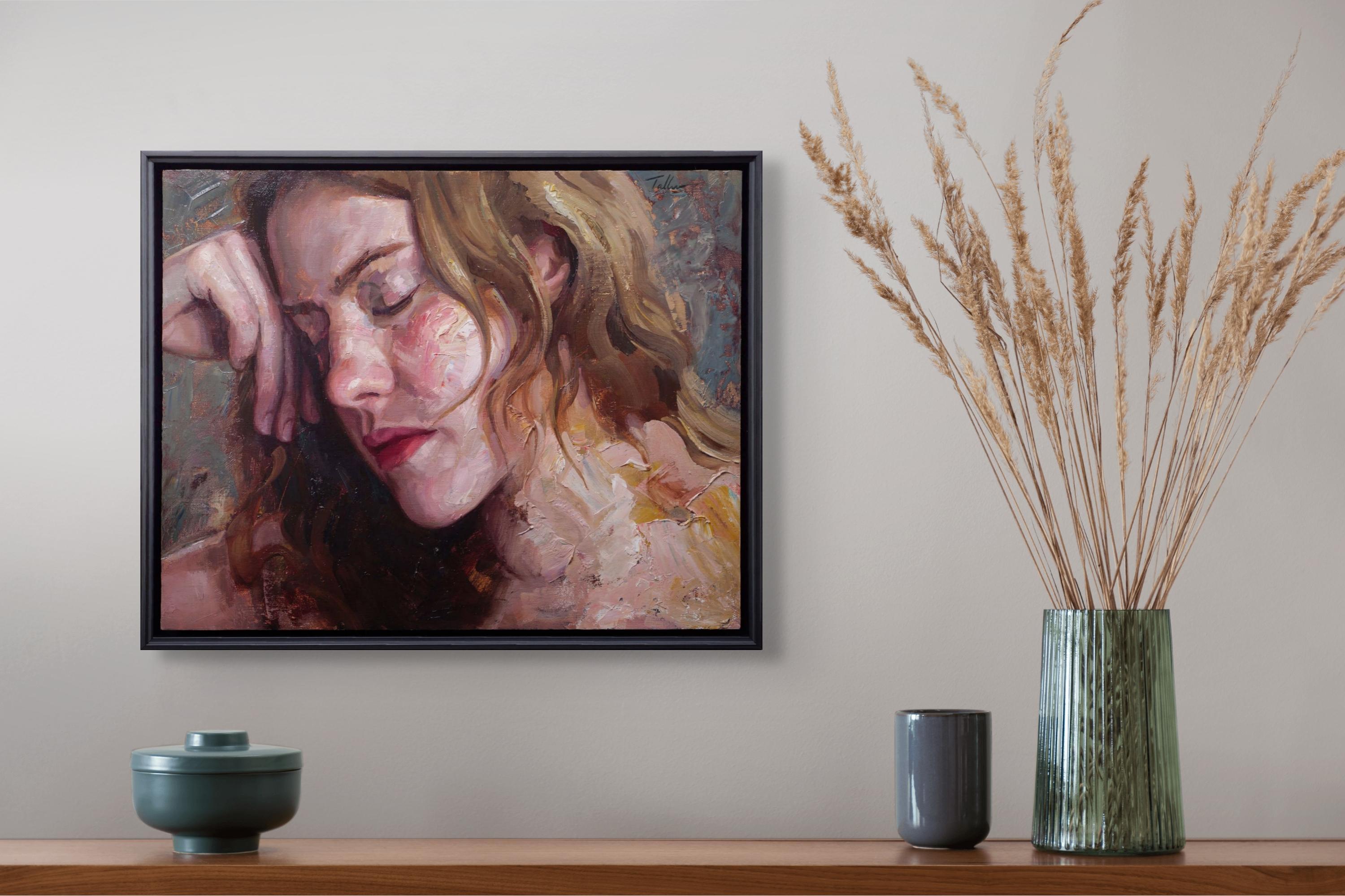 „Overcome“, Ölgemälde (Braun), Portrait Painting, von Matt Talbert