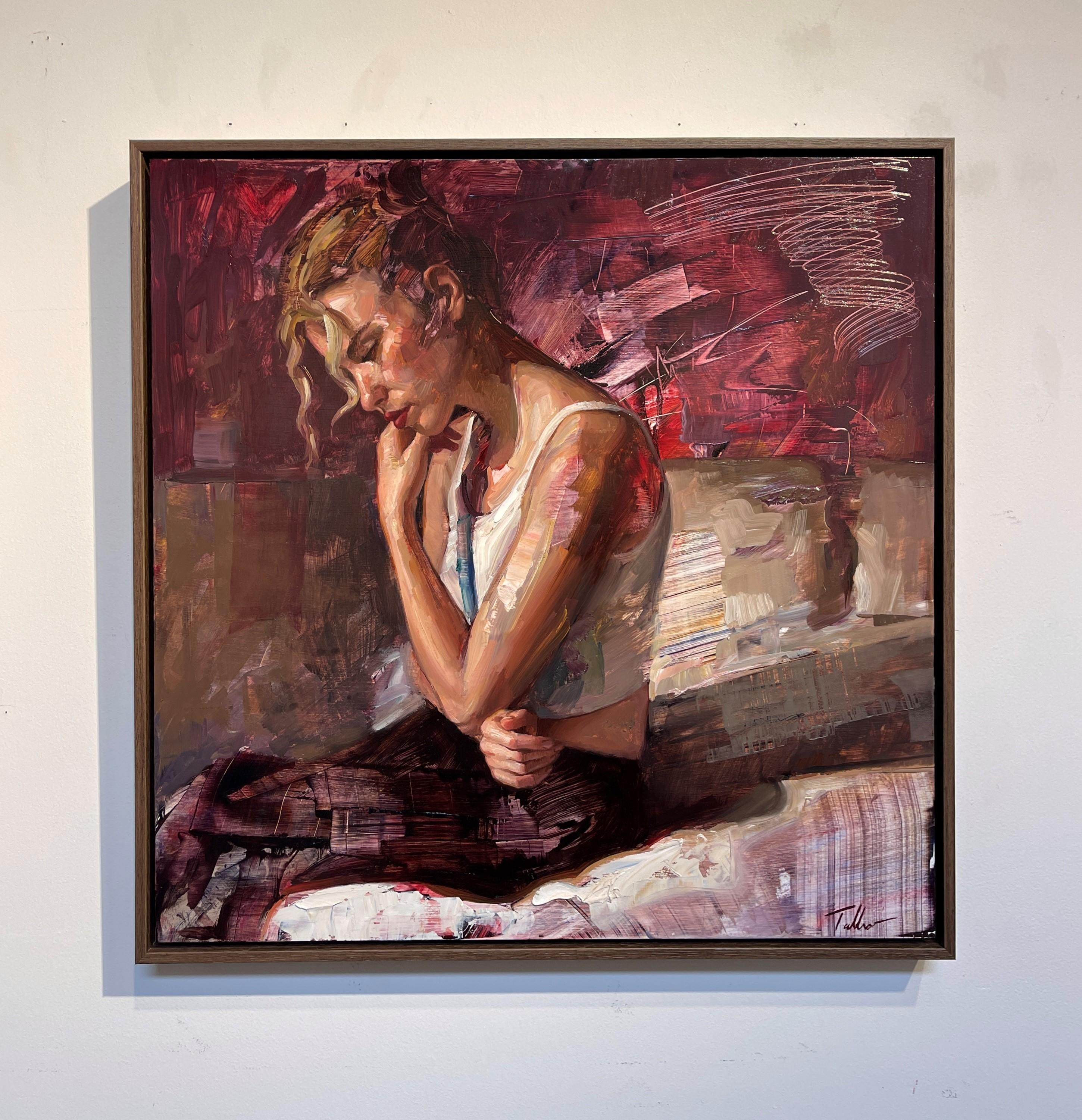 „Up All Night“ Original Ölgemälde (Braun), Figurative Painting, von Matt Talbert