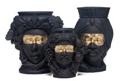 Moor heads, Collection of 3, Handmade in Sicily, Gold Leaf, Colors Customizable