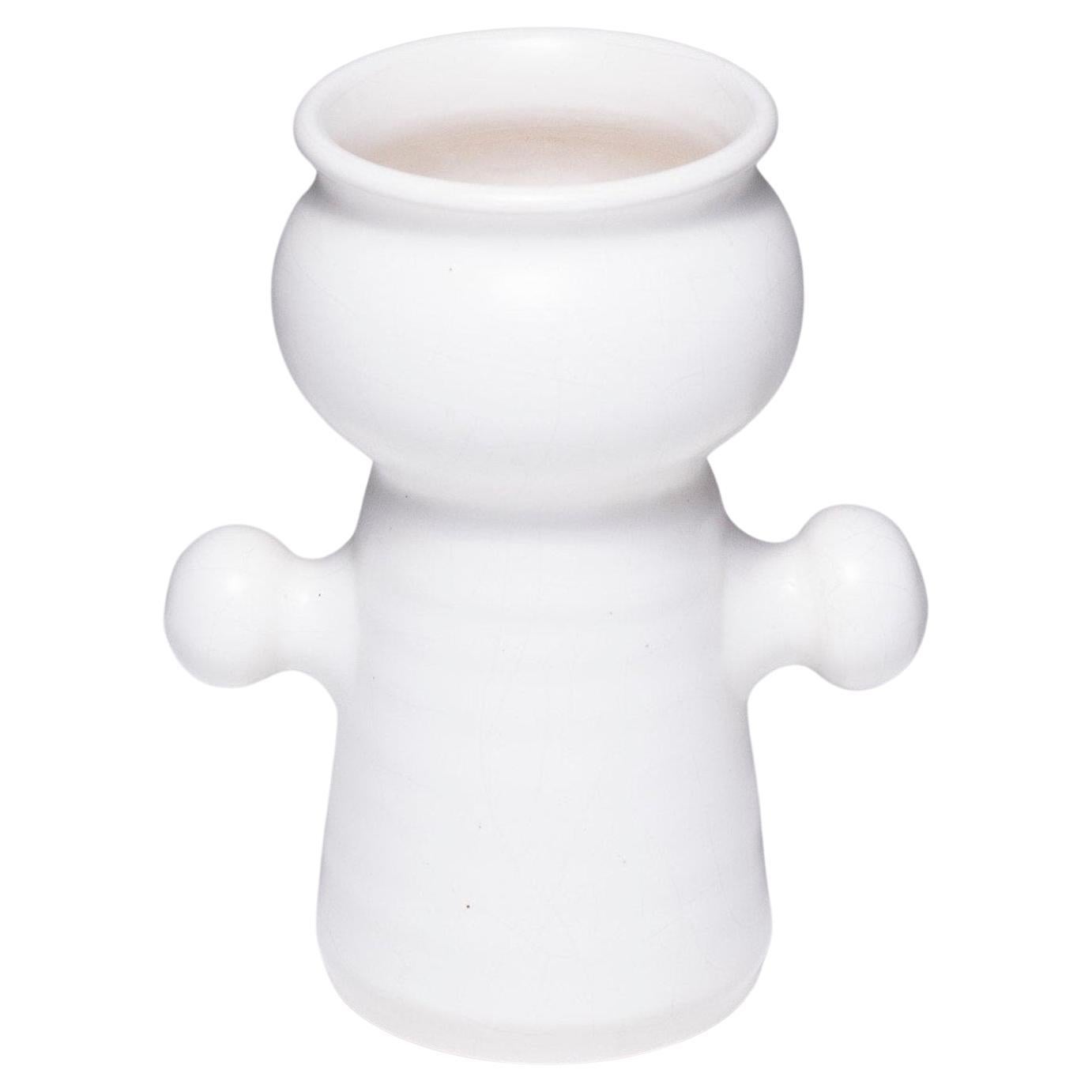 Vaso in faience bianco opaco, anni '70