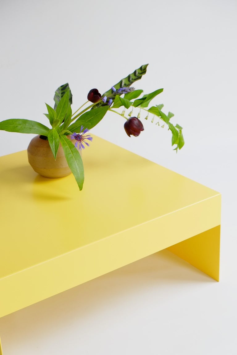 Matt Yellow, Single Form Square Aluminium Coffee Table - Indoor ...