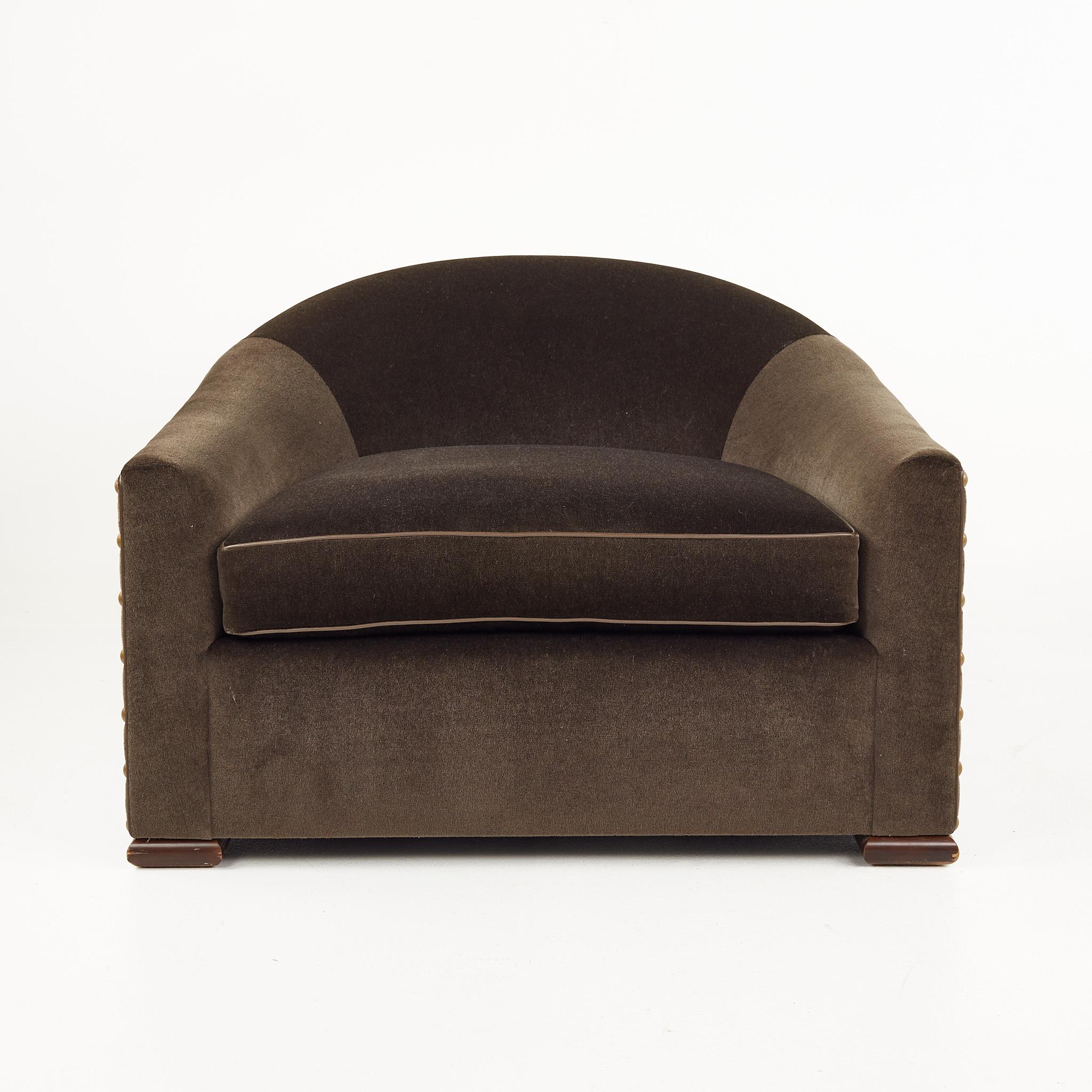 American Mattaliano Contemporary Modern Mohair Lounge Chairs, a Pair