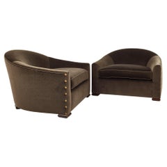 Mattaliano Contemporary Modern Mohair Lounge Chairs, a Pair