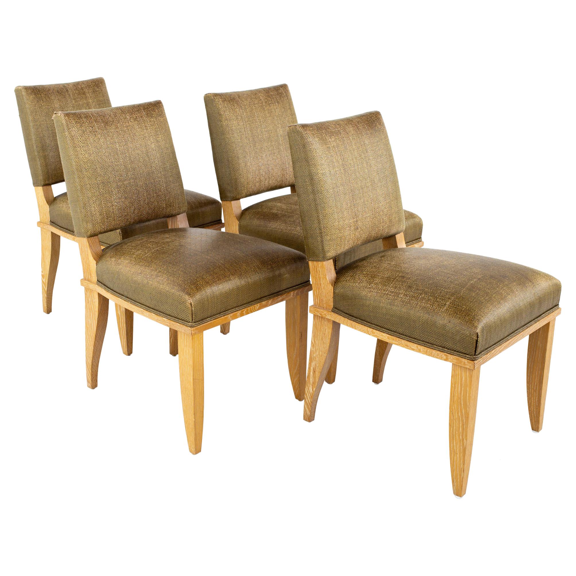 Set of 4 MidCentury Dutch Brutalist Carved Oak Dining chairs For Sale