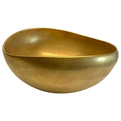 Matte 22k Gold Asymmetrical Stoneware Bowl by American Ceramicist Sandi Fellman